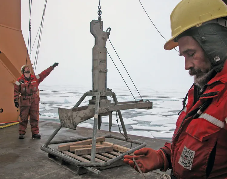Scientists use this box corer to study marine life.