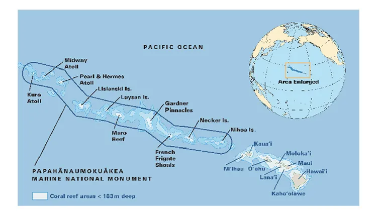 This Marine National Monument protects a chain of atolls and reefs 1,931-kilometers (1,200-miles) long.