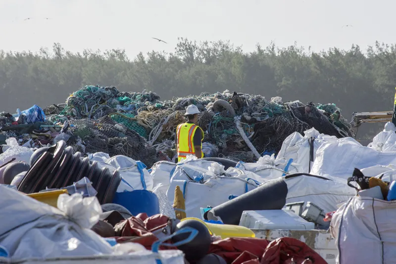 Piles of marine debris collected on Midway Atoll Piles of marine debris collected on Midway Atoll