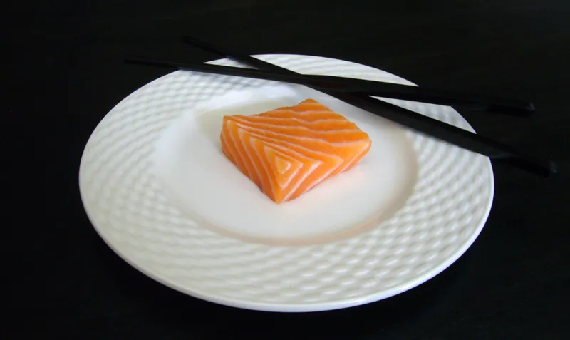 Cut of Atlantic Salmon on a Plate
