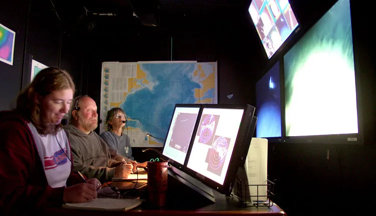 Auster and colleagues direct a remotely operated vehicle (ROV) dive on the New England Seamounts.