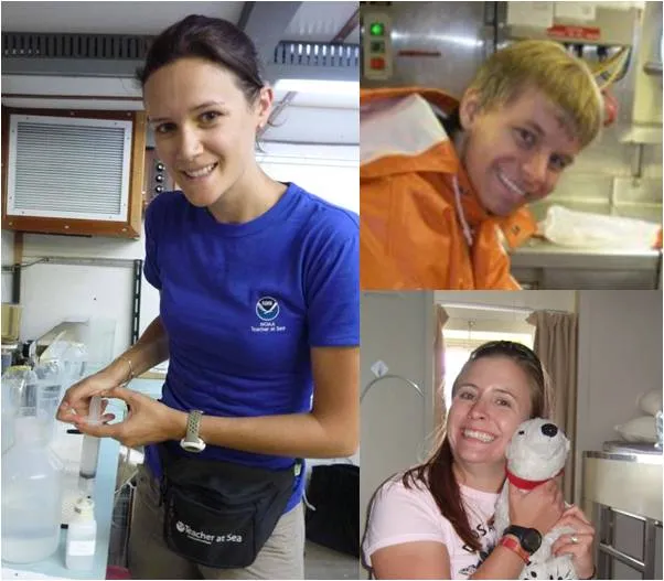 Staci DeSchryver, Jason Moeller, and Caitlin Fine, during their time in NOAA’s Teacher at Sea Program