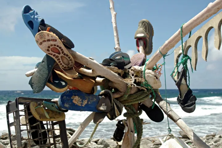 Instead of creating sculptures like this one, volunteers with Debris Free Bonaire collect and throw out trash. As of May 2014, the group has removed more than 5,650 cubic feet of marine plastic from Bonaire's eastern coastline!