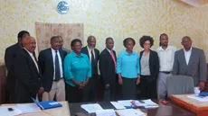Members of the Barbuda Council after signing coastal zoning regulations into law. 