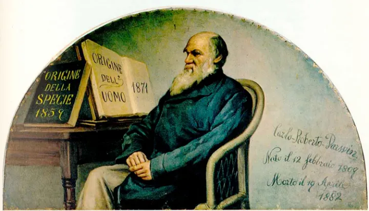 This 1890 painting of Charles Darwin is on display at the Turin Museum of Human Anatomy.