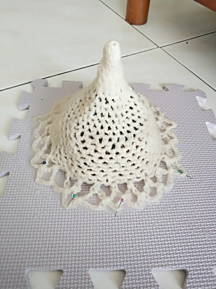a finished radiolarian crochet project