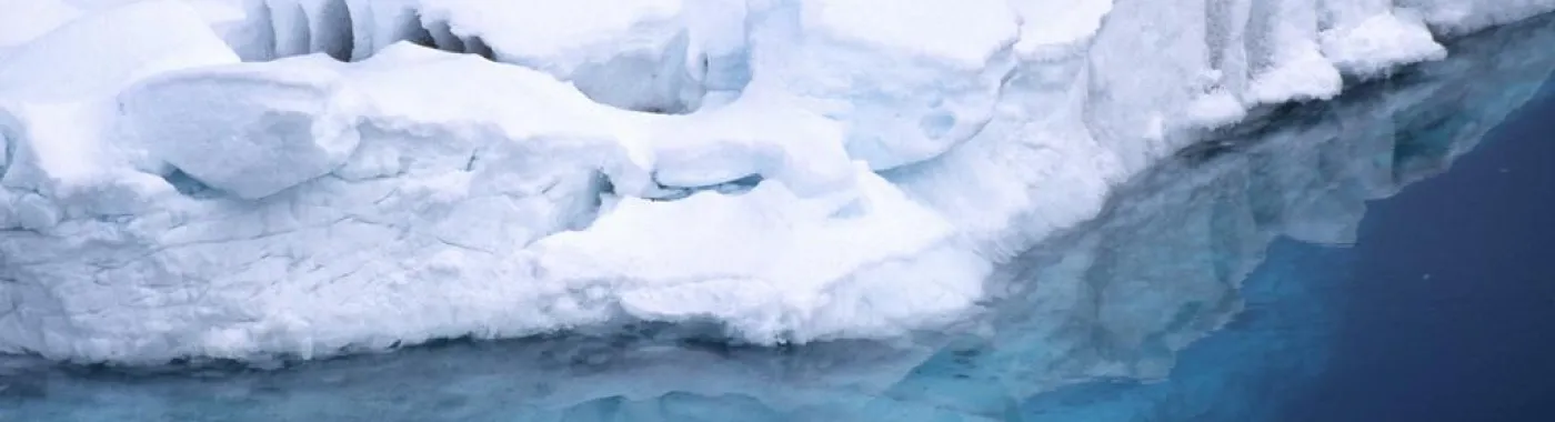 Looking through this iceberg's reflection in the Antarctic water, you can see the iceberg below the surface—some 90% of its total volume. 