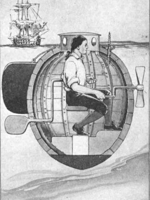 a black and white sketch of an egg shaped submarine